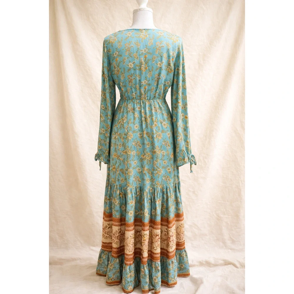 Unbranded Boho Romantic Maxi Dress XL Floral Cottagecore Prairie Tiered Flowy - Picture 2 of 11